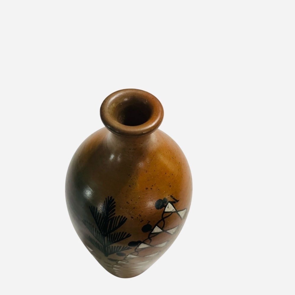 VTG African Tribal Pottery Vase Hand Painted Dancing Figures and Drum players - Picture 8 of 10